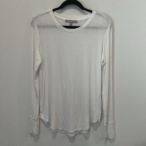 Athleta Crew Neck White Activewear Long Sleeve Top Sz M Soft Knit Sz M Casual